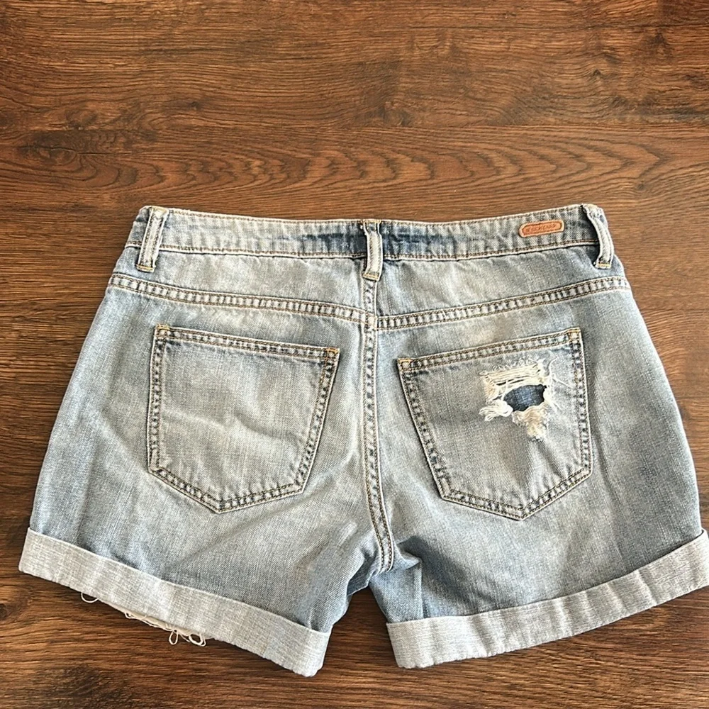 Sneak Peek Women's Distressed Denim Shorts | Blue Denim Shorts | Distressed